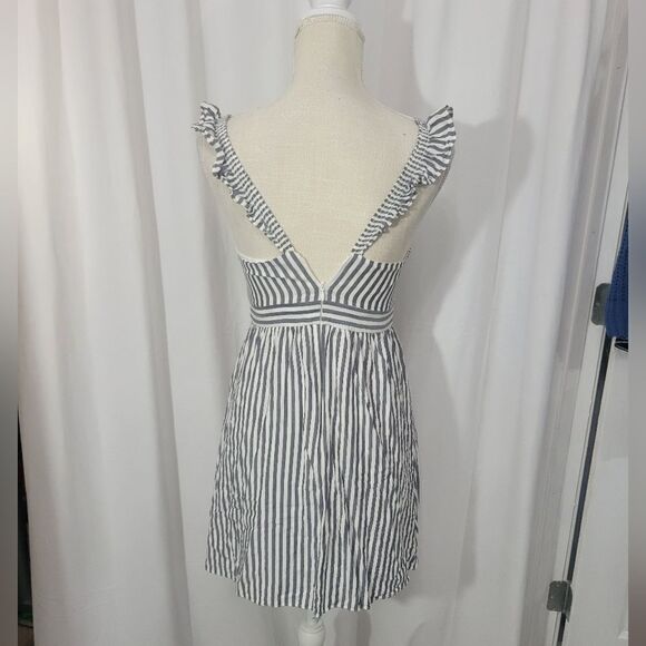 Madewell Striped Ruffle-Strap Empire Dress sz 00 - Picture 3 of 12